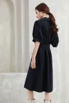 Jimmy Seo washed cotton shirt Dress 2021 New Summer Korean-style stylish cinched waist tie single-breasted dress Item Picture